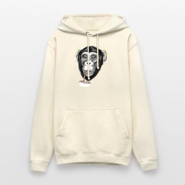 A chimpanzee with pods on Unisex Hoodie